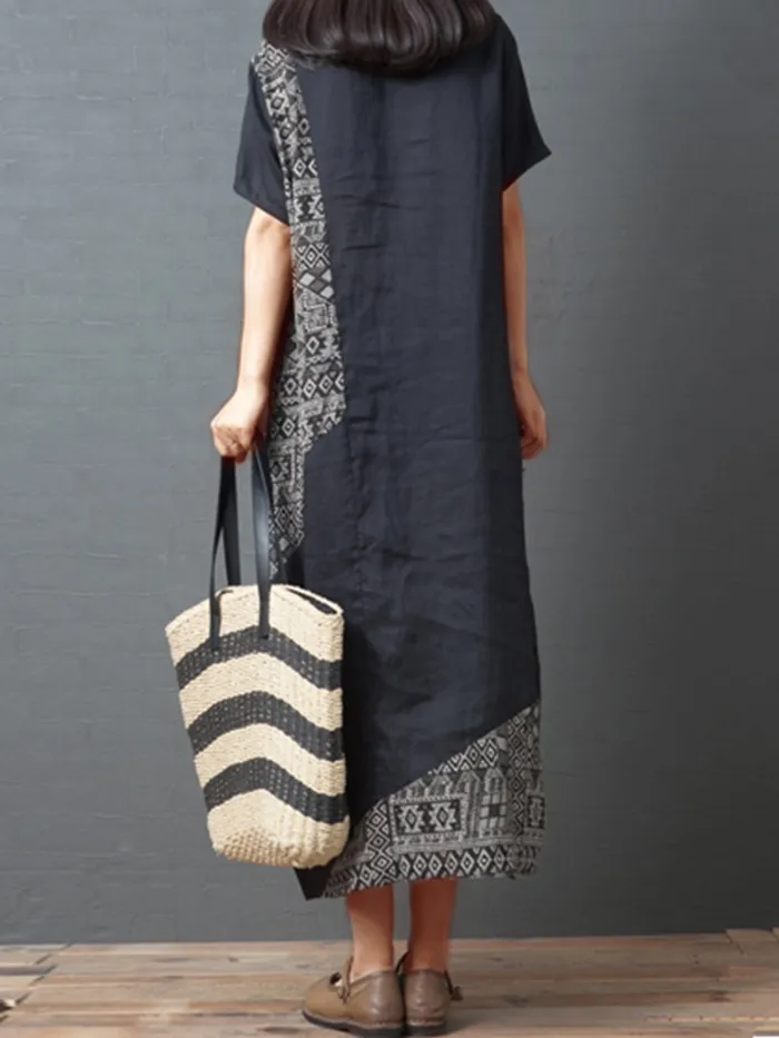 Summer Crew neck Daily Casual Cotton Dress