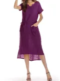 Women Summer Dress Shift Daily Casual Solid Dress