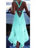 Spandex Basic V Neck Sleeveless Vacation Dress