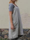 Casual Shift Solid Pockets Plus Size Sleeveless Dress