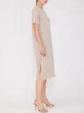 Women Plus Size Slit V Neck A-line Solid Shift Casual Midi Dress