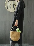 Black Solid Casual Crew Neck Cotton Casual Dress