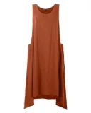 Plus Size Crew Neck Sleeveless Linen Solid Maxi Dress