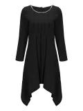 3/4 Sleeve Asymmetrical Ruched Plus Size Dress