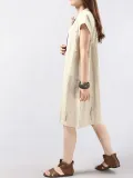 Unique Pocket A-Line Linen Dress