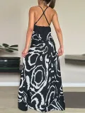 Women Holiday Printed Plus Size Maxi Dress