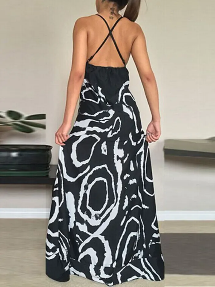 Women Holiday Printed Plus Size Maxi Dress