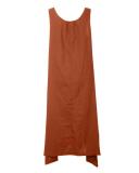 Plus Size Crew Neck Sleeveless Linen Solid Maxi Dress