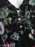 Women Buttoned Statement Floral Casual Dress