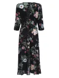 Women Buttoned Statement Floral Casual Dress