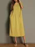 Striped Casual V Neck Linen Maxi Dresses