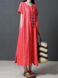 Short Sleeve Casual Linen Dress