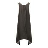 Plus Size Crew Neck Sleeveless Linen Solid Maxi Dress