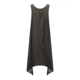 Plus Size Crew Neck Sleeveless Linen Solid Maxi Dress