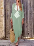 Women Casual Cotton Dress Shift Holiday Maxi Dresses