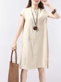 Unique Pocket A-Line Linen Dress