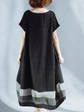 Casual Plus Size Linen Square Neck Shift Dress