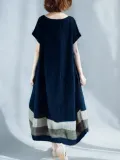 Casual Plus Size Linen Square Neck Shift Dress