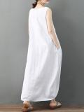 Sleeveless Asymmetrical Solid Color Linen Dress