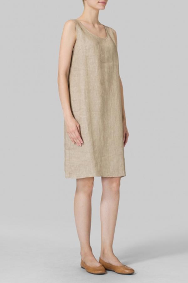 Linen Sleeveless Slip-on Dress
