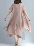 Crew Neck Women Casual Dress A-line Daily Basic Tiered Dress