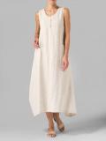Casual Crew Neck Solid Sleeveless Dresses
