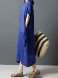 Women Pockets Casual Dress Shift Daily Short Sleeve Solid Dress