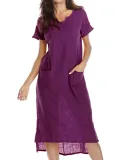 Women Summer Dress Shift Daily Casual Solid Dress