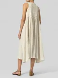V Neck Casual Sleeveless Buttoned Dresses