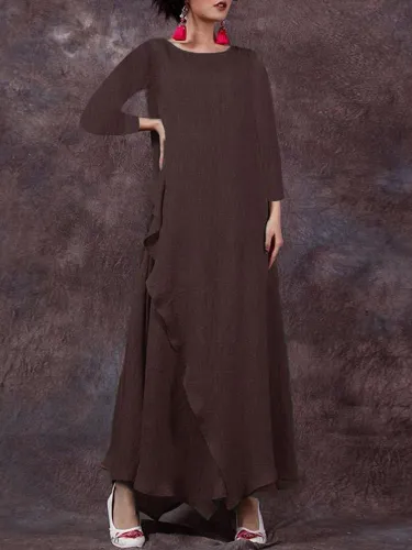 Casual A-Line Linen Maxi Dresses