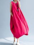 Plus Size Sleeveless Linen Maxi Dress