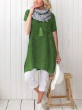 Pockets Short Sleeve Simple & Basic Cotton Dresses