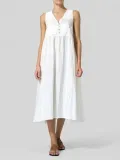 V Neck Casual Sleeveless Buttoned Dresses