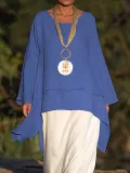 Casual Long Sleeve Plus Size Crew Neck Blouse