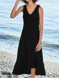 Sleeveless V Neck Casual A-Line Dresses