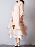 Women White Dresses Elegant Solid Color Linen Maxi Dress