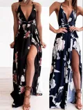V Neck Floral Sweet Maxi Dresses