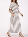 Plus Size Casual Gray A-line Stripes Dress