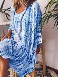V Neck Printed Vintage Dresses
