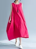 Plus Size Sleeveless Linen Maxi Dress