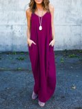 Spaghetti A-line Resort Solid Dress