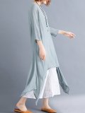 Solid 3/4 Sleeve Maxi Dress