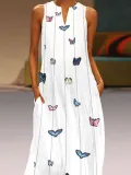 Women Casual Printed Dress Round Neck Summer Shift Holiday Beach Dresses