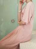 Women Plus Size Dress Shift Daily Short Sleeve Casual Solid Maxi Dress