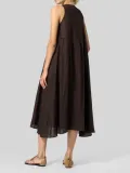 V Neck Casual Sleeveless Buttoned Dresses