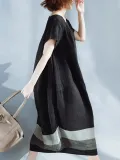 Casual Plus Size Linen Square Neck Shift Dress