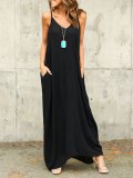 Spaghetti A-line Resort Solid Dress
