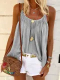 Sexy Scoop Neckline Sleeveless Shirts & Tops