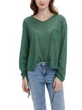 Cotton Long Sleeve V Neck Shirts & Tops