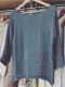 Plus Size Casual Solid 3/4 Sleeve Cotton Tops